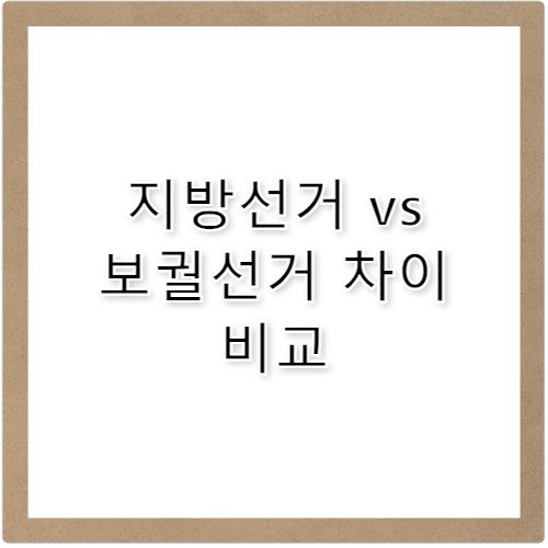지방선거 보궐선거 차이점 한눈에 비교 정리