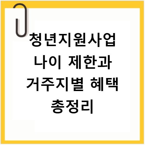 청년지원사업 나이 제한과 거주지별 혜택 총정리